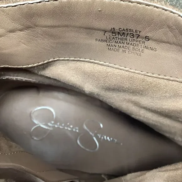 Jessica Simpson Cassley Womens 7.5 Beige Suede Ankle Boots Booties Side Zip Heel - Picture 9 of 16